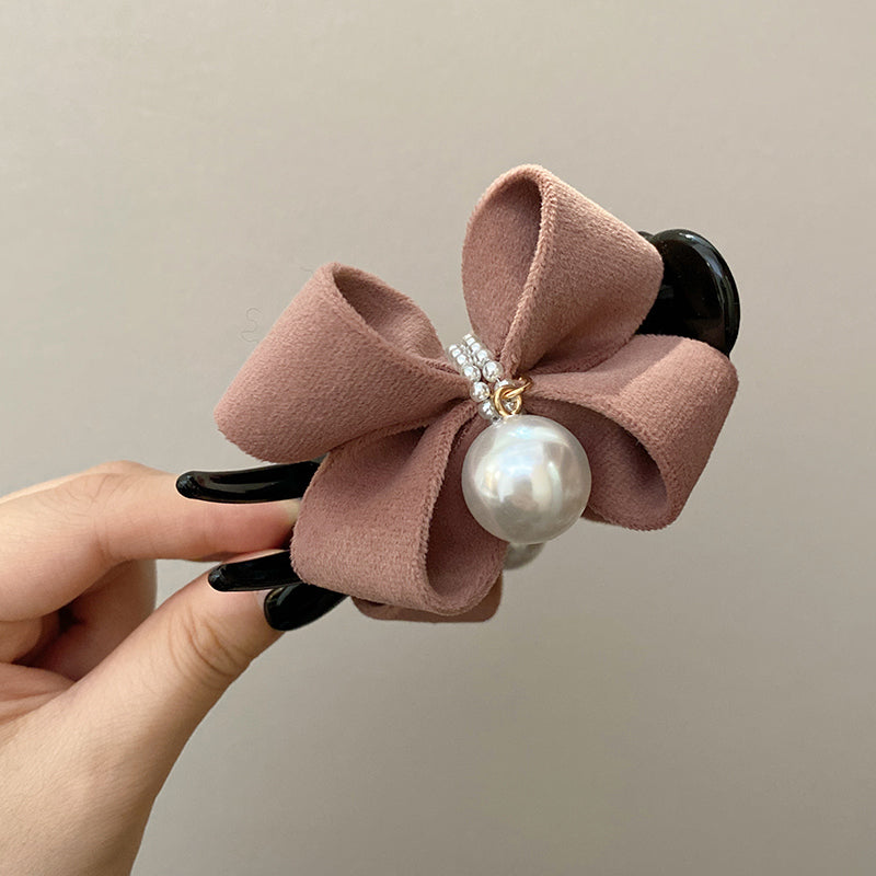 Elegant Faux Pearl Bowknot Decorative Hair Clip