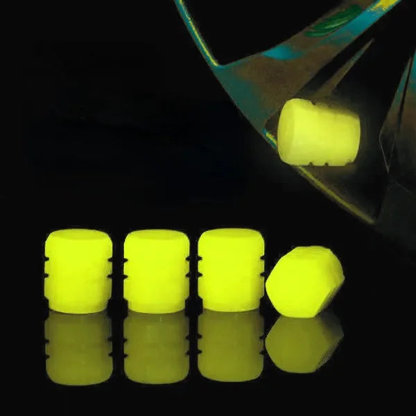 Fluorescent tire valve caps