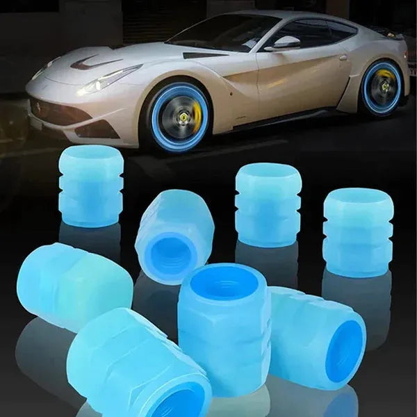 Fluorescent tire valve caps